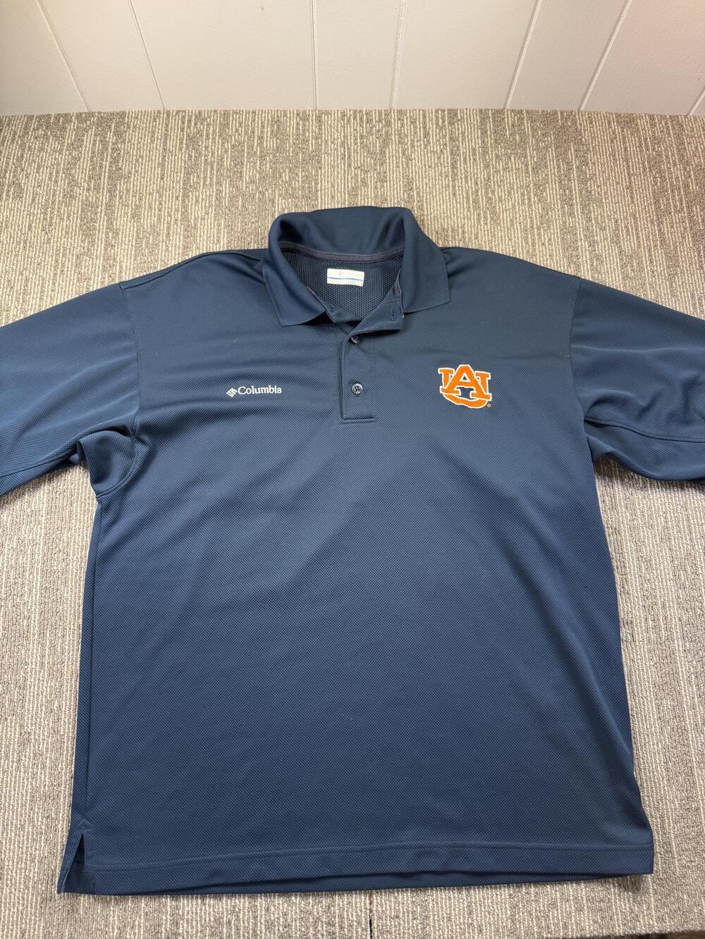 Auburn Tigers Polo Shirt Mens Medium Blue NCAA Football Columbia Performance